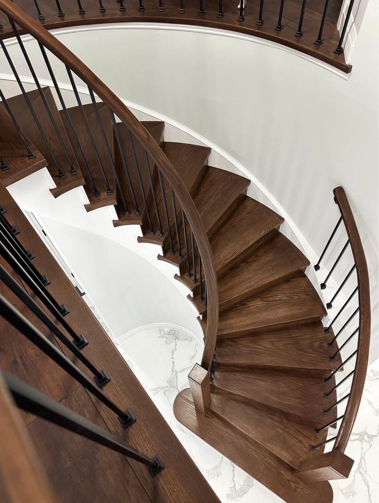 Custom curved hardwood staircase