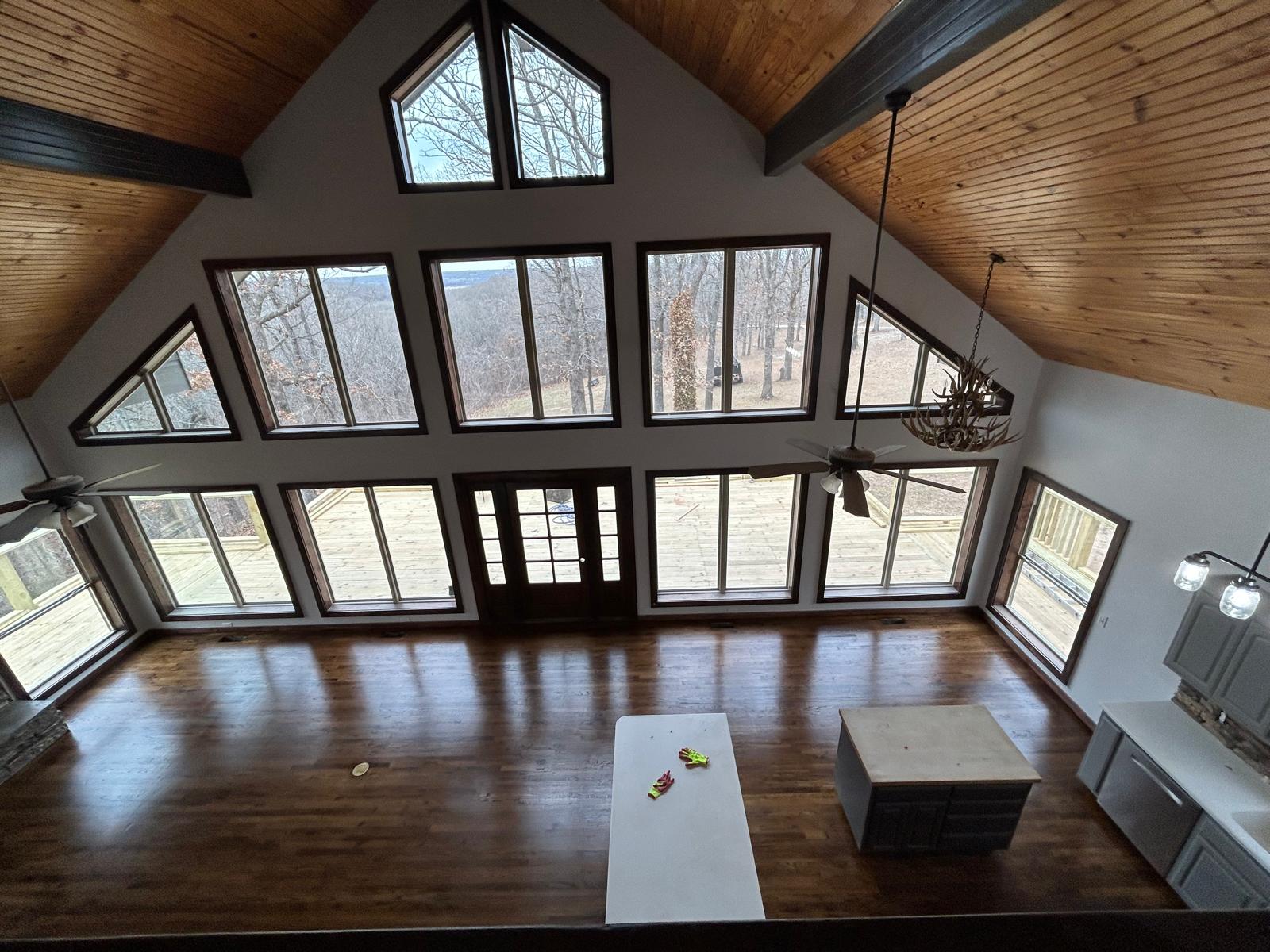 Refinished hardwood floor in a great room